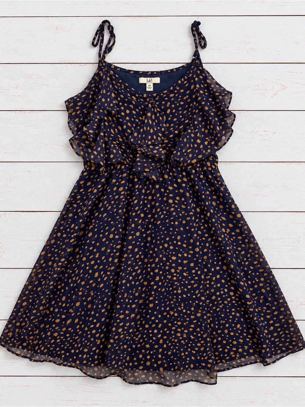 L.A. Los Angeles Silk Blend Ruffle Dress M